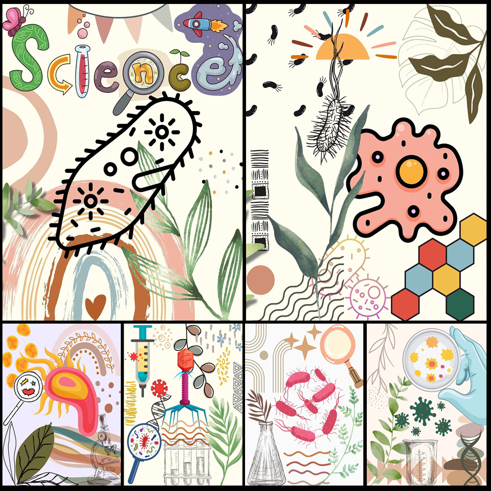 Science Nursery - Cartoon Microbiologia Acquerello Scienza Nursery Poster